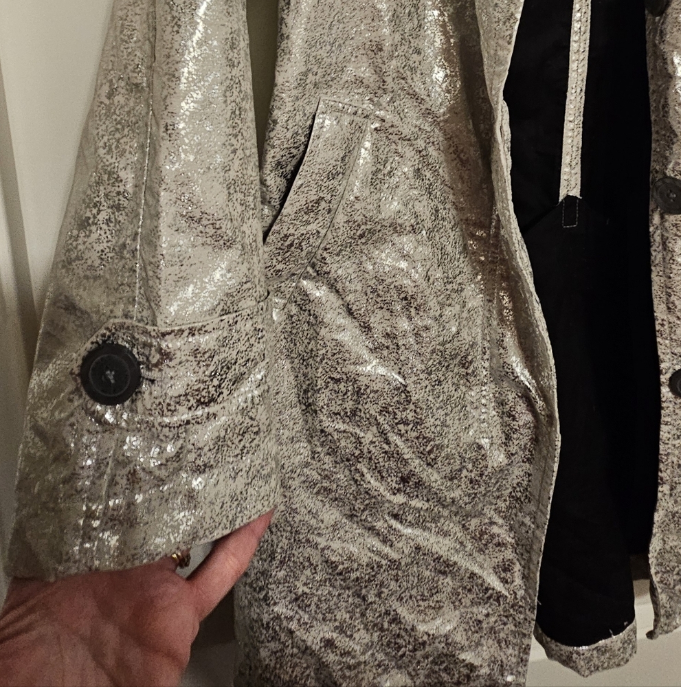 Issac Mizrahi Silver Metallic Women's Coat - Picture 5 of 9